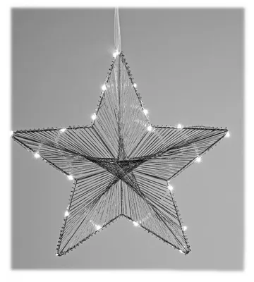 Produktbild von Dekohänger Stern silber ca. 40cm beleuchtet mit 20 LEDs weihnachtlicher Lichterstern aus Metall