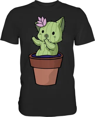 Produktbild von Süßes Kaktus Katzen T-Shirt – Black / S