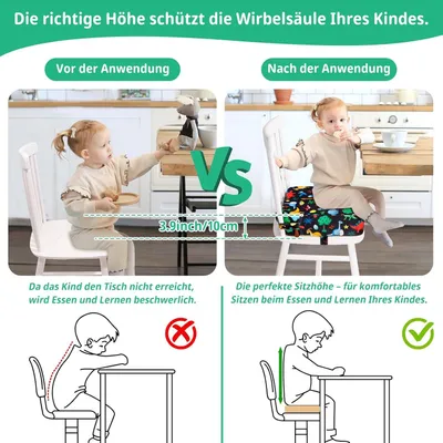 Produktbild von Sitzerhöhung Kinder, 2 Sicherheitsgurte, rutschfest, abnehmbar, für Reisen