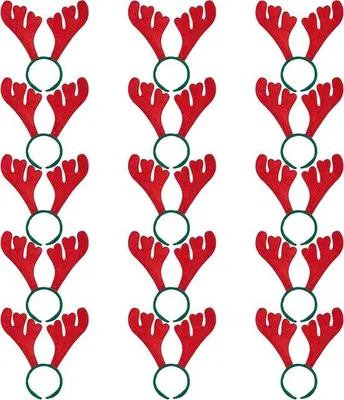 Productafbeelding van 15 Kerst Felt Hoofdbanden met Rendier Antlers - Feestelijke Kostuumaccessoires voor Kerstfeest - 33 x 30 cm