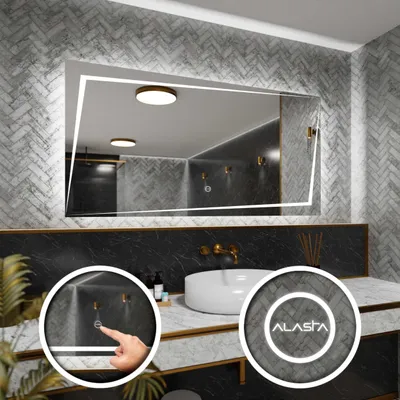 Produktbild von Badspiegel mit LED Beleuchtung und Touch-Schalter - Berlin - 200 cm, 60 cm