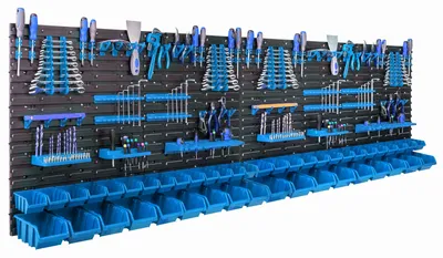 Immagine prodotto di Pannello portattrezzi - Sistema di stoccaggio per utensili per l'officina - 231,6 x 78 cm - Ideale per il muro del garage
