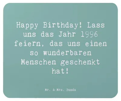 Produktbild von Mr. & Mrs. Panda Mousepad Spruch 1996 Geburtstag - Meeresbrise - Geschenk, Jahrgang, Geburtsjahr, Happy Birthday, pc, laptop, Jahr feiern, Mauspad, Mouse Pad, Glückwunsch
