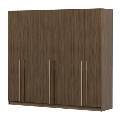 Produktbild von Drehtürenschrank Kleiderschrank Schlafzimmerschrank Schrank 230 cm Nussbaum/Nussbaum sechstürig Rosa II 02