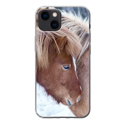Produktbild von MuchoWow® Handyhülle Schutzhülle Hülle für iPhone 13 mini Pferde - Fohlen - Schnee Silikon Softcase Handy Hülle - Softcase