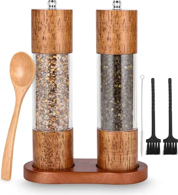 Produktbild von Kräutermühlen-Set - Salz und Pfeffer - 2 Stück - Holz und Acryl