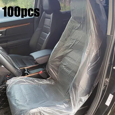 Produktbild von 100 Stück ultradicke Einweg-Autositzbezüge aus Kunststoff – 20 g – wasser- und staubdicht – halten Sie Ihren Sitz sauber für die Autopflege und Präsentation