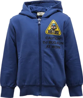 Zdjęcie produktu dla 2396V felpa bimbo FENDI blue full zip con cappuccio bluza bawełna dziecko