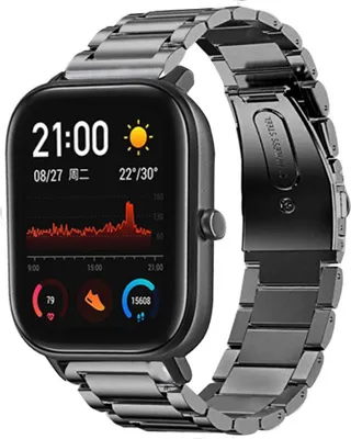 Produktbild von Strap-it Amazfit GTS Titanarmband (Graphit)