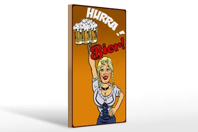 Produktbild von Holzschild Pinup 20x30cm Hurra Bier