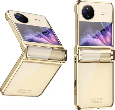 Produktbild von Hülle für Vivo X Flip Ultradünne Überzug Kristall Klar Schutzhülle mit Scharnierschutz Gold