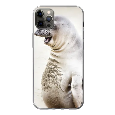 Produktbild von MuchoWow® Handyhülle Schutzhülle Hülle für iPhone 12 Pro Max Seeelefant - Lustig - Lachen - Kinder - Jungen - Mädchen - Kinder Silikon Softcase Handy Hülle - Hartschale