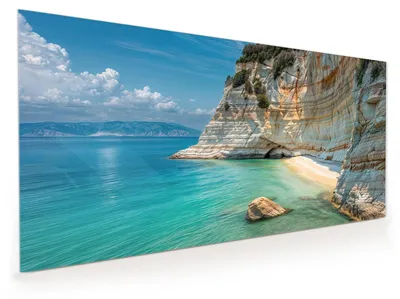Produktbild von Küchenrückwand Spritzschutz Glas mit Motiv Küstenparadies 40 x 40 cm