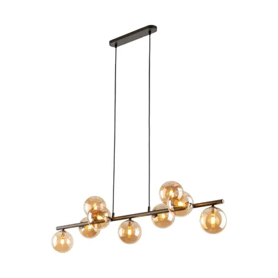 Produktbild von Pendelleuchte Metall Rauchglas H: max. 138 cm Braun Bernstein G9 länglich Modern