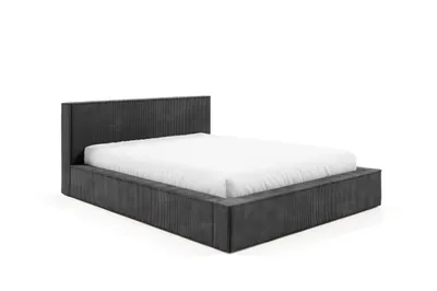 Produktbild von GUTTO čalouněná postel FILO šedá 200x200 ze šňůrové tkaniny s kovovým lamelovým roštem Moderní design v trendy barvách, s úložným prostorem