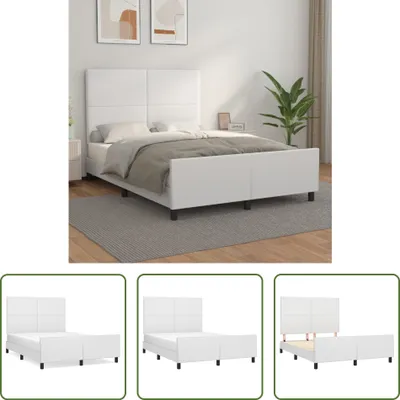 Produktbild von The Living Store Bettgestell mit Kopfteil Weiß 140x190 cm Kunstleder