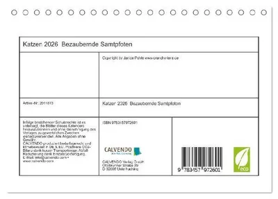 Produktbild von Katzen 2026 Bezaubernde Samtpfoten (Tischkalender 2026 DIN A5 quer), CALVENDO Monatskalender