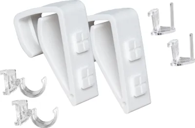 Produktbild von 8x Klemmträger/Fensterhaken/Dekohaken inkl. Adapter für Gardinenstangen oder Vitragestangen, Klemmbereich 8-17 mm