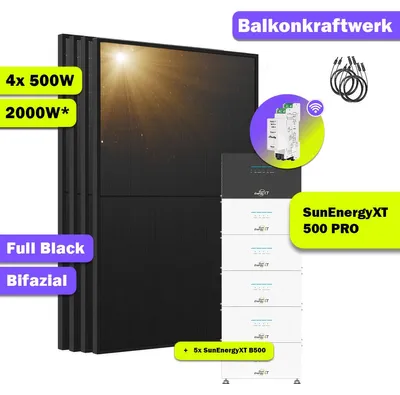 Produktbild von 2000W Balkonkraftwerk mit 30kWh Speicher – SunEnergyXT 500 PRO + 5× B500 | Notstromfähig 0% MwSt nach §12 Abs.3 UstG