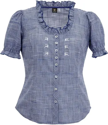 Produktbild von Bluse mit feinem Karomuster in Grün, Rot und Blau, Modell 451000-3515