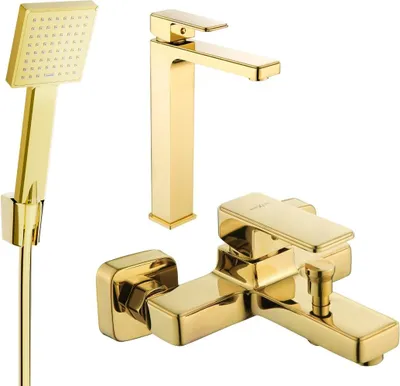 Image de Cetus R45 Mélangeur lavabo et baignoire avec accessoires, or (744313R45-50)