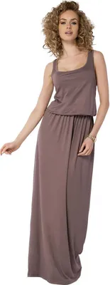 Produktbild von Damen Sommer-Kleid Maxi Kleid elastischer Bund; Cappuccino/S/M 36/38