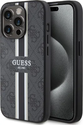 Immagine prodotto di Custodia Guess per iPhone 15 Pro - strisce stampate 4G - Nero