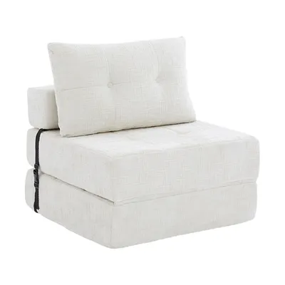 Image de LVHOM Canapé pliable 2 pcs. Canapé de sol multifonctionnel, lit d'invité peu encombrant avec coussin, canapé rembourré avec mousse haute densité, pour salon bureau, Beige