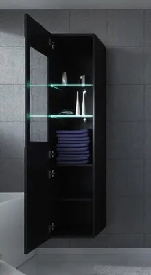 Immagine prodotto di Mobile alto da bagno - Rio 131 cm - nero lucido - mobile alto - mobili da bagno - comò laterale - comò da bagno
