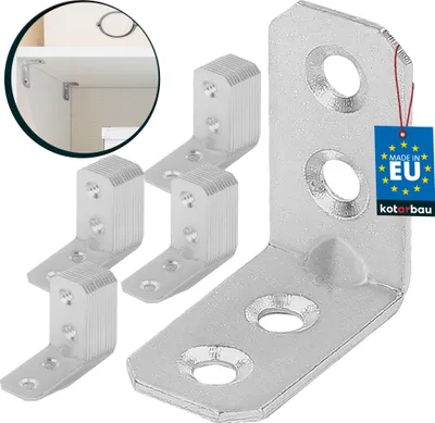 Obrázok produktu pre KOTARBAU® Sada 50 uhlových konzol 30 x 30 x 16 x 2 mm s katétrom Oceľová konštrukcia Montážne otvory Nábytkové konzoly Pozinkované Robustné drevené konzoly Montážny katéter