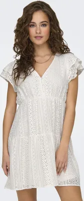 Produktbild von Kurzes Kleid, Knielang, V-Ausschnitt, Spitzen-Detail | S