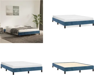 Produktbild von vidaXL Bettgestell Dunkelblau 140x200 cm Samt - Bettgestell - Bettgestelle - Bettrahmen - Bett