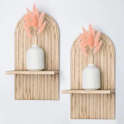 Image de Ibenzoa® Étagère murale boho arc-en-ciel en bois – Étagère murale vintage à plusieurs niveaux pour salon et chambre d'enfant