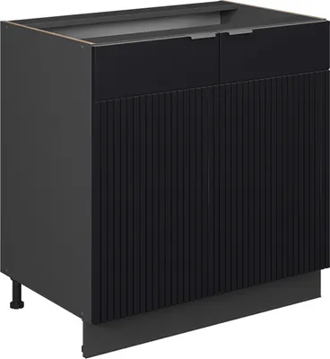 Produktbild von Küchenunterschrank Vicco Fame-Line Schwarz gestreift/Anthrazit 80 cm ohne Arbeitsplatte, Model 50646
