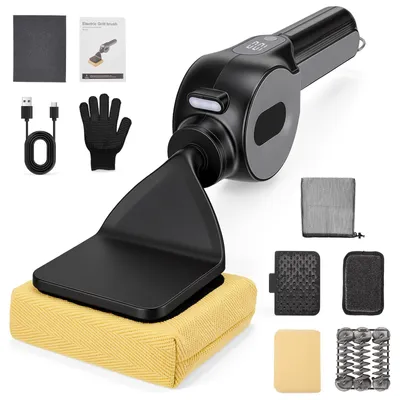 Image de Brosse de nettoyage pour grill électrique, avec 4 têtes interchangeables et rechargeable par USB
