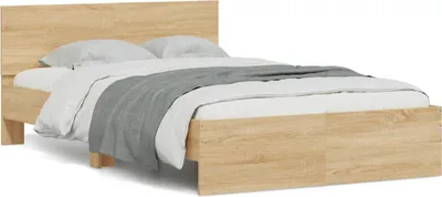 Image de Maison Exclusive - Sommier avec tête de lit Éclairage LED Chêne Sonoma 120x190cm