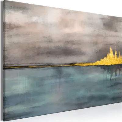 Produktbild von Italienischer Leinwand Leinwandbild - Golden City (1 Part) Wide 120x80 cm Abstrakt a-A-0699-b-a