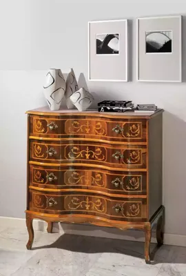 Image de Commode classique 4 tiroirs Meubles en bois Salon Chambre à coucher Nouveau