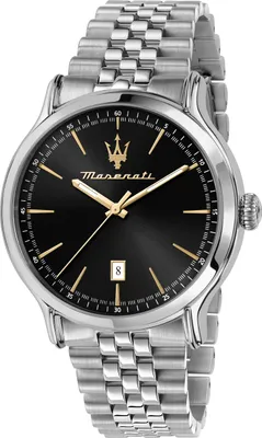 A close-up studio shot of a Maserati watch.