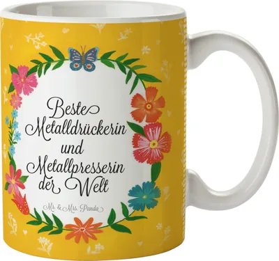 Produktbild von Mr. & Mrs. Panda Kaffeepott Metalldrückerin und Metallpresserin - Geschenk, Gratulation, Studium, Teepott, Kaffeetasse, schöne tasse, Trinkbecher, Pott, Berufsausbildung