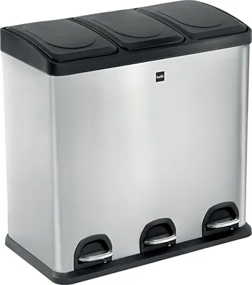 Produktbild von helit Tret-Abfalltrenner "the seperator" 3 x 20 Liter silber aus Edelstahl