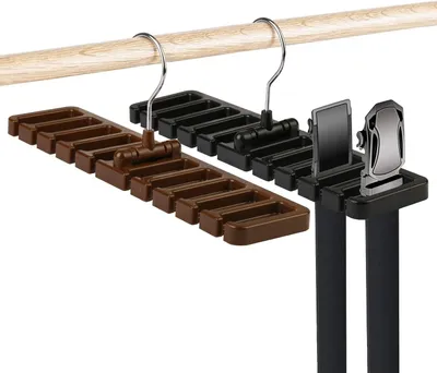 Imagen del producto de 2 soportes para cinturones, perchas para corbatas, organizador de cinturones, para vestidor, con gancho giratorio de 360°