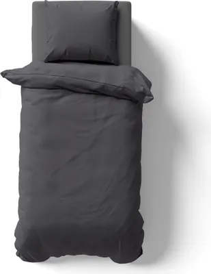Produktbild von 2-tlg Renforcé UNI Bettwäsche 135x200 + 80x80 cm Kopfkissen Garnitur 100% Baumwolle Mit Reißverschluss anthrazit