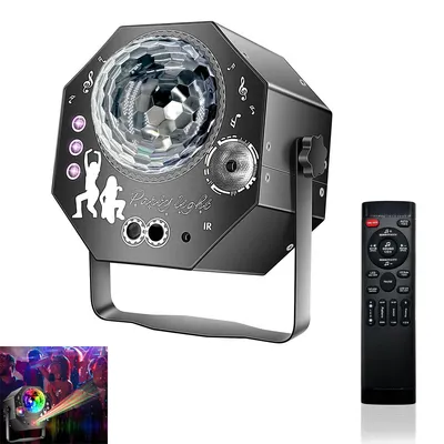 Produktbild von 4-in-1 Discokugel,DJ Discolicht Partylicht,64 Muster, mit Fernbedienung, RGB UV Stroboskop für Party Bar Klub Halloween Weihnachten Geburtstag