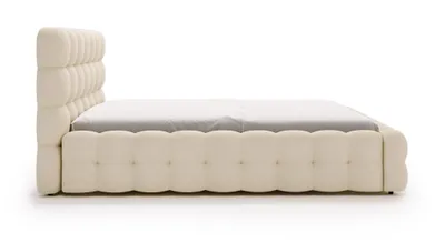 Produktbild von Doppelbett 160x200 Parlas Bis mit Bettkasten - Elegantes design, Schaumstoff - Samt Beige