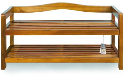 Productafbeelding van Schoenenrek van acaciahout, 2 niveaus, 74x26x42 cm