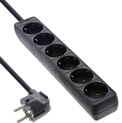 Productafbeelding van InLine 16461I, stekkerdoos, 6-voudig, met aardingscontact, 1,5 meter, zwart
