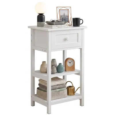 Immagine prodotto di Comodino in legno con cassetto e 2 ripiani, stile loft moderno