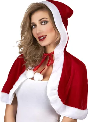 Produktbild von Süßer Weihnachtsmann Damen-Umhang rot-weiß - Einheitsgröße