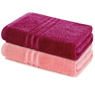 Zdjęcie produktu dla Zestaw 2 ręczników do sauny Lavea® 80 x 200 cm, ręcznik do sauny, 100% bawełna frotte, bardzo chłonny, łatwy w pielęgnacji, można prać w temperaturze 60°C, Elena, bordowy i pastelowy różowy